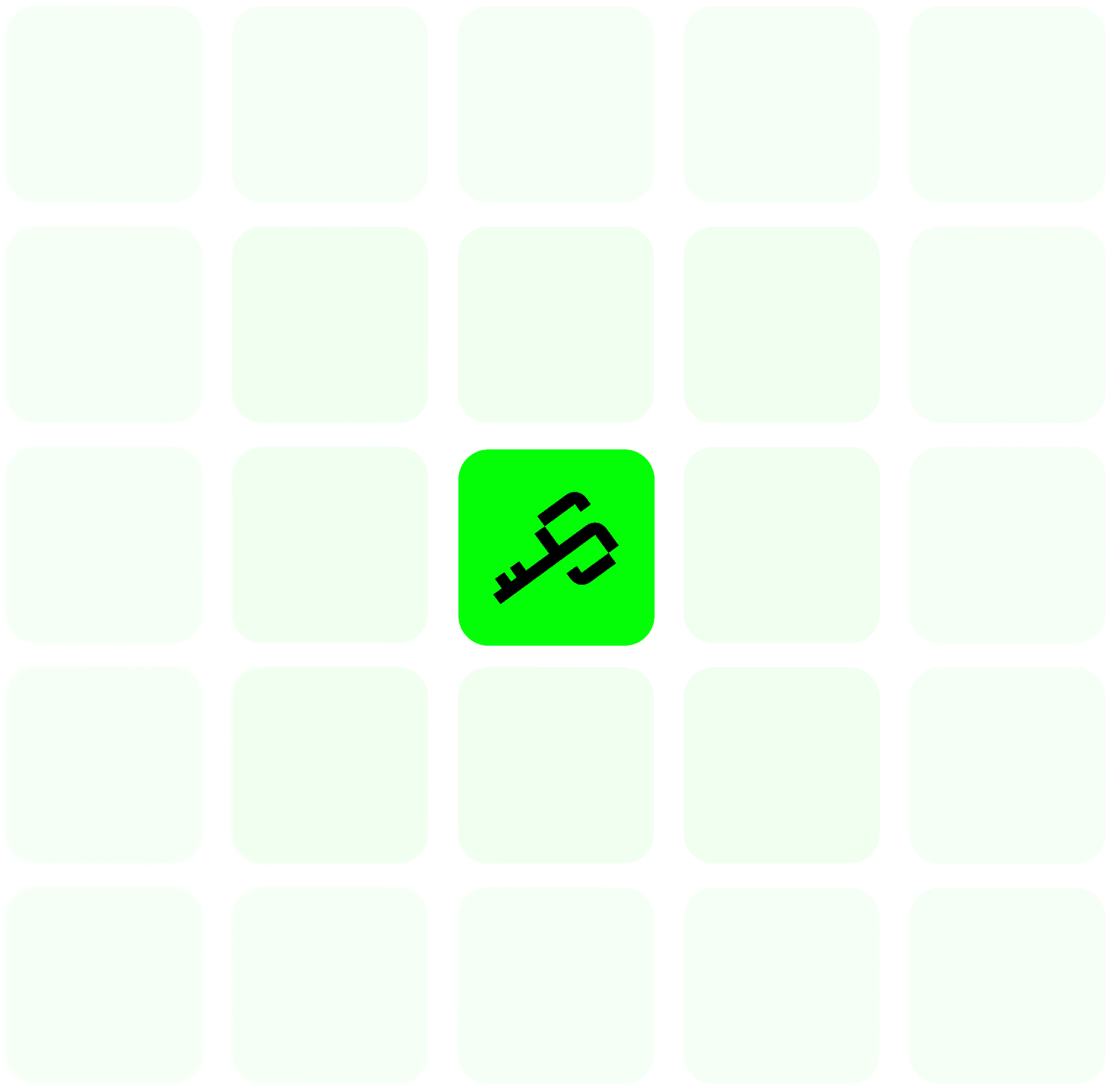 Neon green Syndicate key icon on square grid