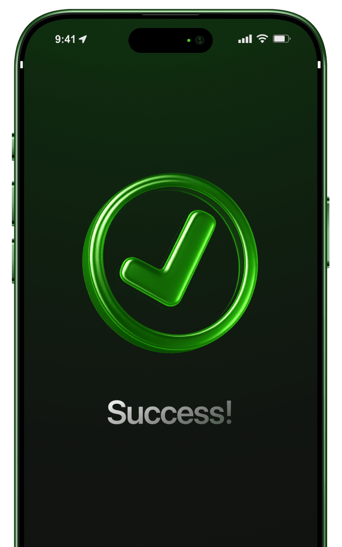 Syndicate success confirmation screen on iPhone with green checkmark